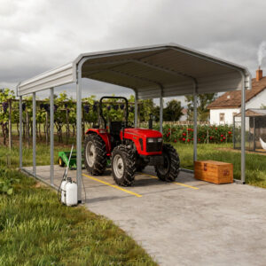 Chery Industrial 11' × 20' Heavy-Duty Metal Carport – Cream