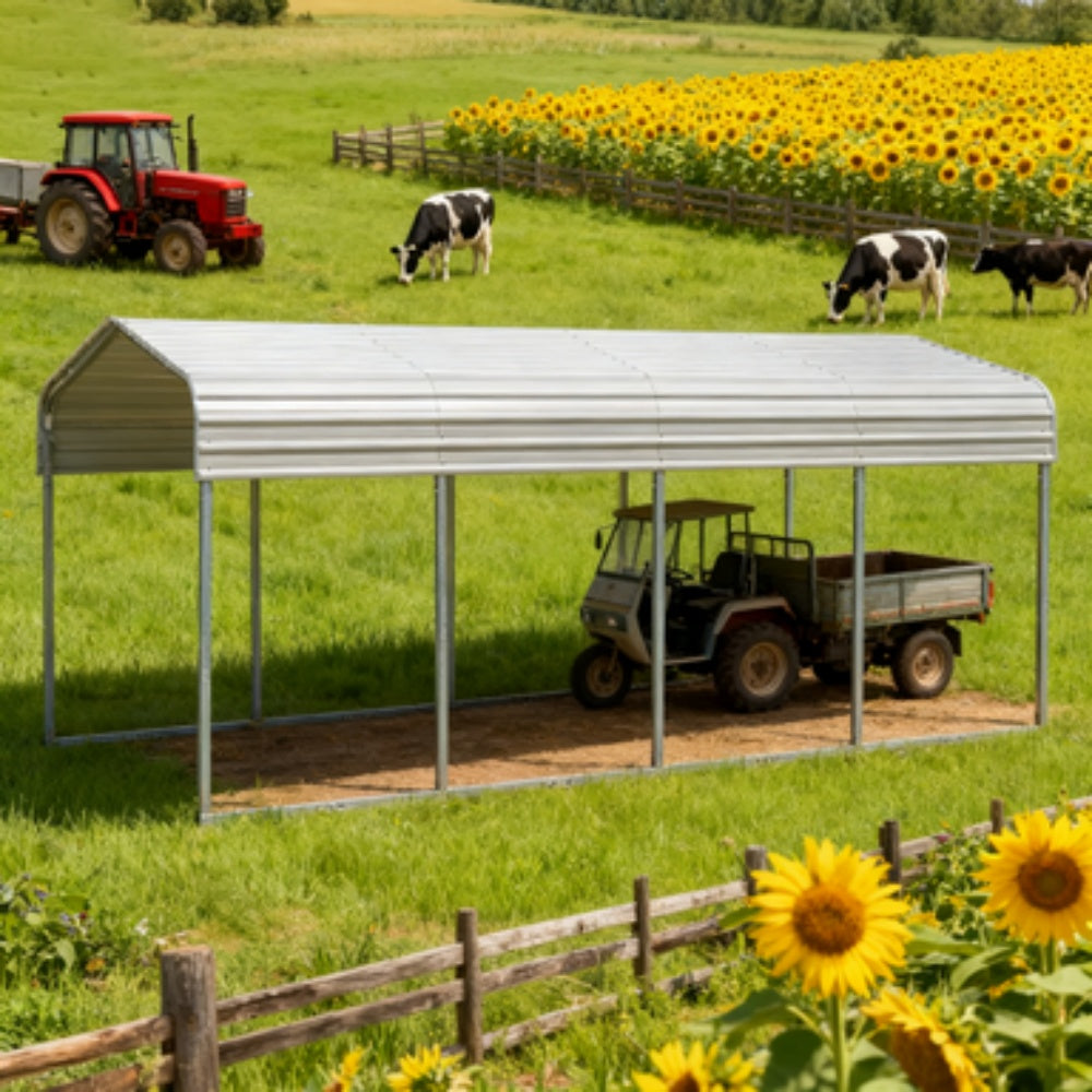 Chery Industrial 11' × 20' Heavy-Duty Metal Carport – Cream - Image 5