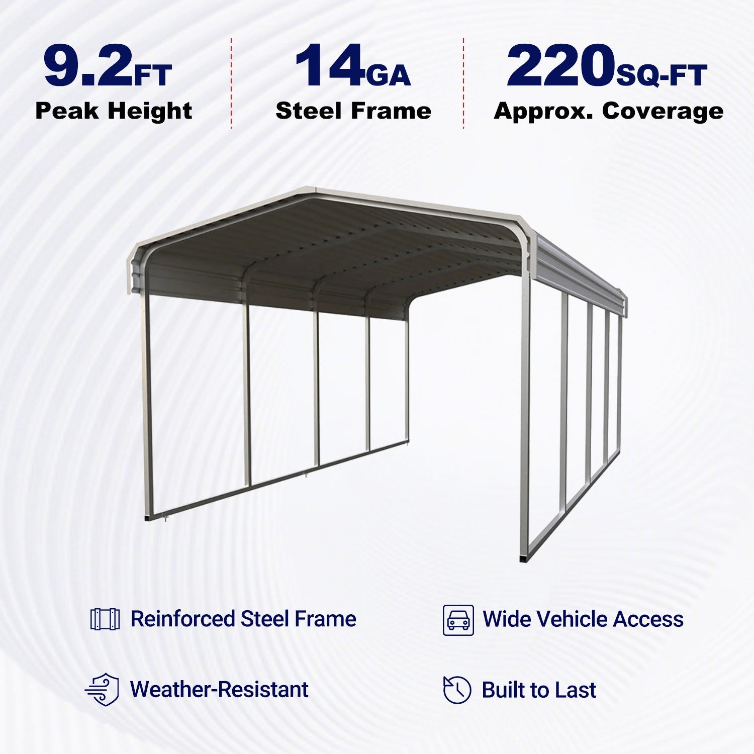 Chery Industrial 11' × 20' Heavy-Duty Metal Carport – Cream - Image 3